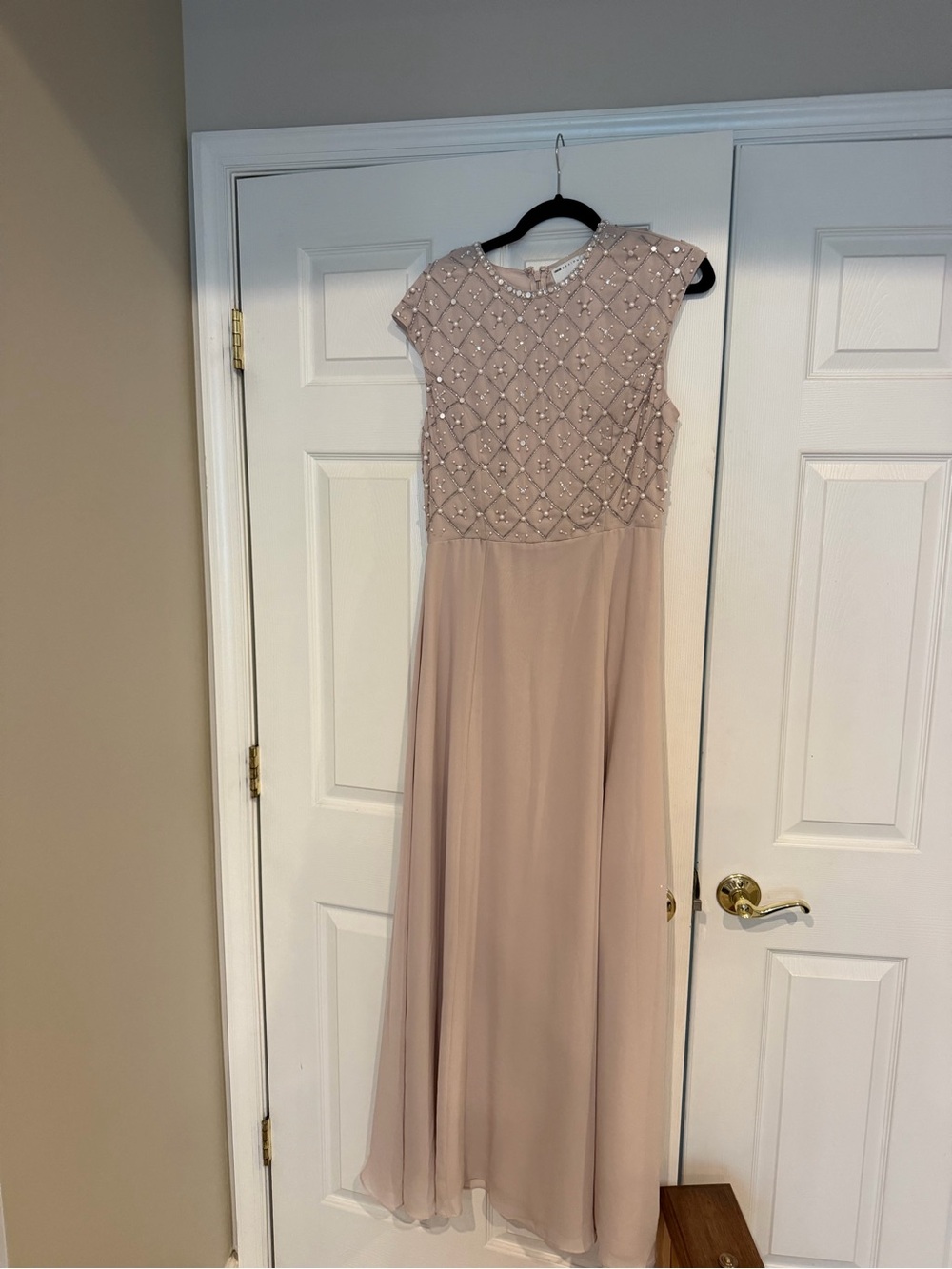 ASOS Beaded Cap-Sleeve Maxi Dress in Blush Pink